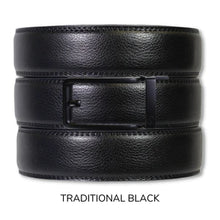 Load image into Gallery viewer, Black Leather Ratchet Belt &amp; Buckle Set