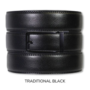 Black Leather Ratchet Belt & Buckle Set