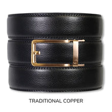 Load image into Gallery viewer, Black Leather Ratchet Belt &amp; Buckle Set