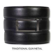 Load image into Gallery viewer, Black Leather Ratchet Belt &amp; Buckle Set