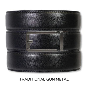 Black Leather Ratchet Belt & Buckle Set