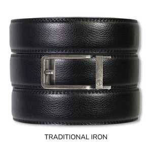 Black Leather Ratchet Belt & Buckle Set