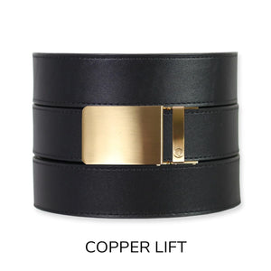 Black Top Grain Leather Ratchet Belt & Buckle Set