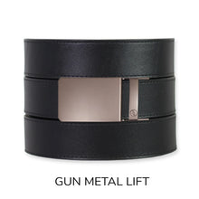 Load image into Gallery viewer, Black Top Grain Leather Ratchet Belt &amp; Buckle Set