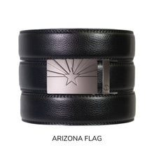 Load image into Gallery viewer, Black Leather Ratchet Belt &amp; Buckle Set