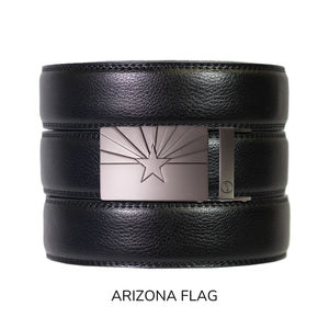 Black Leather Ratchet Belt & Buckle Set