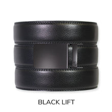 Load image into Gallery viewer, Black Leather Ratchet Belt &amp; Buckle Set