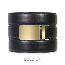 Load image into Gallery viewer, Black Leather Ratchet Belt &amp; Buckle Set