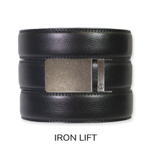Load image into Gallery viewer, Black Leather Ratchet Belt &amp; Buckle Set