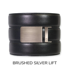 Load image into Gallery viewer, Black Leather Ratchet Belt &amp; Buckle Set