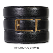 Load image into Gallery viewer, Black Leather Ratchet Belt &amp; Buckle Set