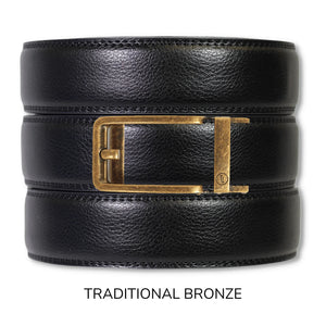 Black Leather Ratchet Belt & Buckle Set