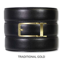 Load image into Gallery viewer, Black Leather Ratchet Belt &amp; Buckle Set