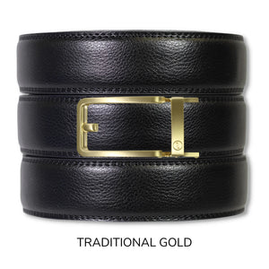 Black Leather Ratchet Belt & Buckle Set