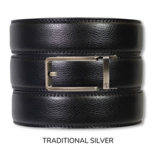 Load image into Gallery viewer, Black Leather Ratchet Belt &amp; Buckle Set