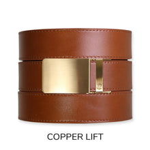 Load image into Gallery viewer, Cognac Top Grain Leather Ratchet Belt &amp; Buckle Set