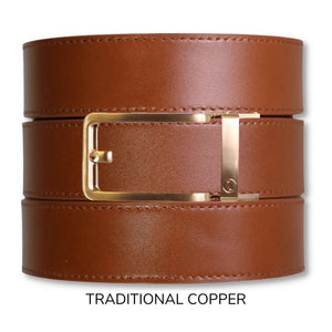 Cognac Top Grain Leather Ratchet Belt & Buckle Set