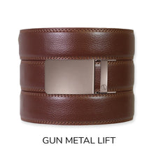 Load image into Gallery viewer, Chestnut (Medium Brown) Leather Ratchet Belt &amp; Buckle Set