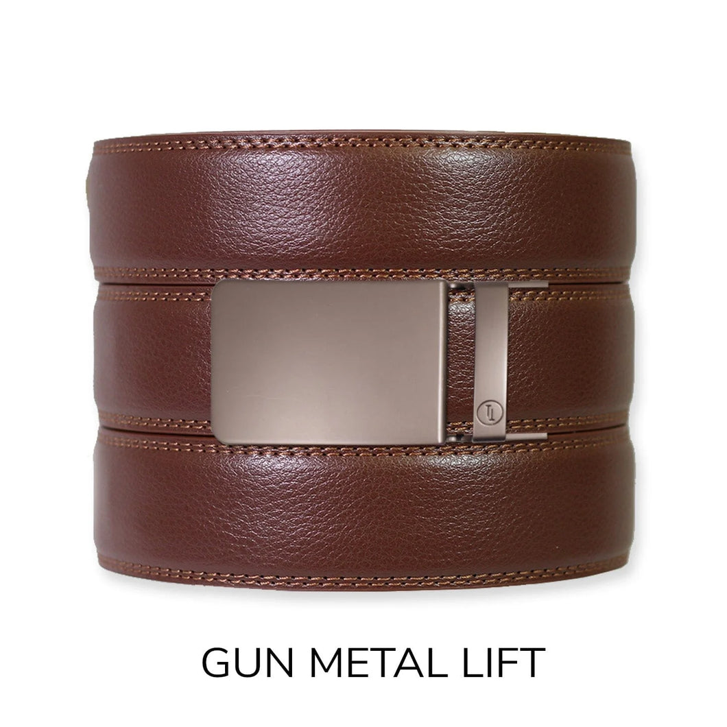 Chestnut (Medium Brown) Leather Ratchet Belt & Buckle Set