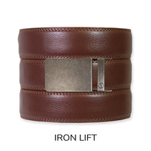 Load image into Gallery viewer, Chestnut (Medium Brown) Leather Ratchet Belt &amp; Buckle Set