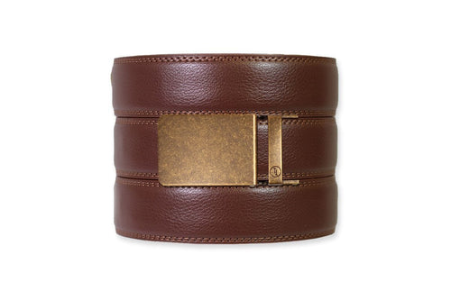 Chestnut (Medium Brown) Leather Ratchet Belt & Buckle Set