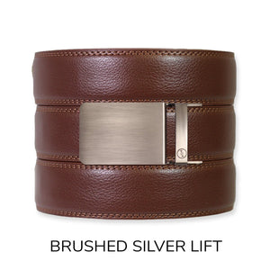 Chestnut (Medium Brown) Leather Ratchet Belt & Buckle Set