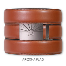 Load image into Gallery viewer, Chili Brown Leather Ratchet Belt &amp; Buckle Set