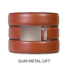 Load image into Gallery viewer, Chili Brown Leather Ratchet Belt &amp; Buckle Set
