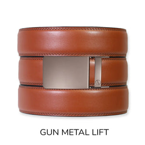 Chili Brown Leather Ratchet Belt & Buckle Set