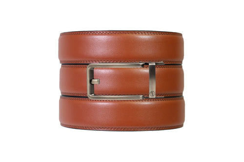 Chili Brown Leather Ratchet Belt & Buckle Set