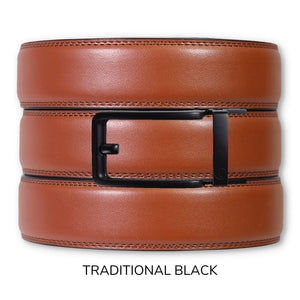 Chili Brown Leather Ratchet Belt & Buckle Set