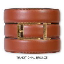 Load image into Gallery viewer, Chili Brown Leather Ratchet Belt &amp; Buckle Set