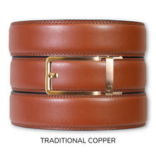 Load image into Gallery viewer, Chili Brown Leather Ratchet Belt &amp; Buckle Set