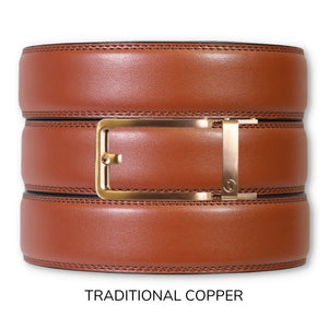 Chili Brown Leather Ratchet Belt & Buckle Set