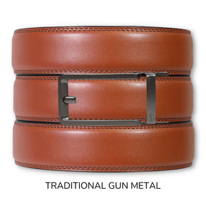 Chili Brown Leather Ratchet Belt & Buckle Set