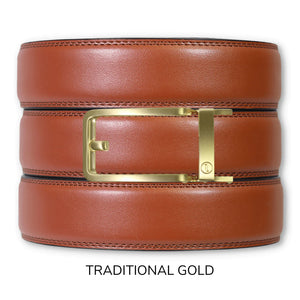 Chili Brown Leather Ratchet Belt & Buckle Set