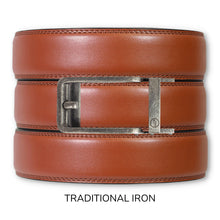 Load image into Gallery viewer, Chili Brown Leather Ratchet Belt &amp; Buckle Set