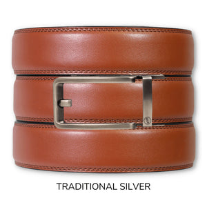 Chili Brown Leather Ratchet Belt & Buckle Set