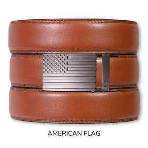 Chili Brown Leather Ratchet Belt & Buckle Set