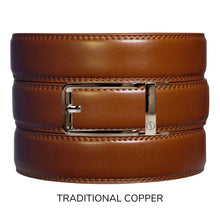 Load image into Gallery viewer, Cognac Leather Ratchet Belt &amp; Buckle Set