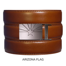 Load image into Gallery viewer, Cognac Leather Ratchet Belt &amp; Buckle Set
