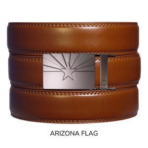 Cognac Leather Ratchet Belt & Buckle Set