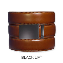 Load image into Gallery viewer, Cognac Leather Ratchet Belt &amp; Buckle Set