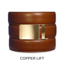 Load image into Gallery viewer, Cognac Leather Ratchet Belt &amp; Buckle Set