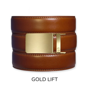 Cognac Leather Ratchet Belt & Buckle Set