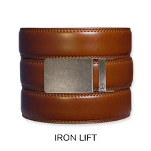 Load image into Gallery viewer, Cognac Leather Ratchet Belt &amp; Buckle Set