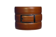 Load image into Gallery viewer, Cognac Leather Ratchet Belt &amp; Buckle Set