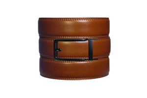 Cognac Leather Ratchet Belt & Buckle Set