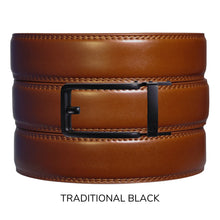 Load image into Gallery viewer, Cognac Leather Ratchet Belt &amp; Buckle Set
