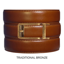 Load image into Gallery viewer, Cognac Leather Ratchet Belt &amp; Buckle Set